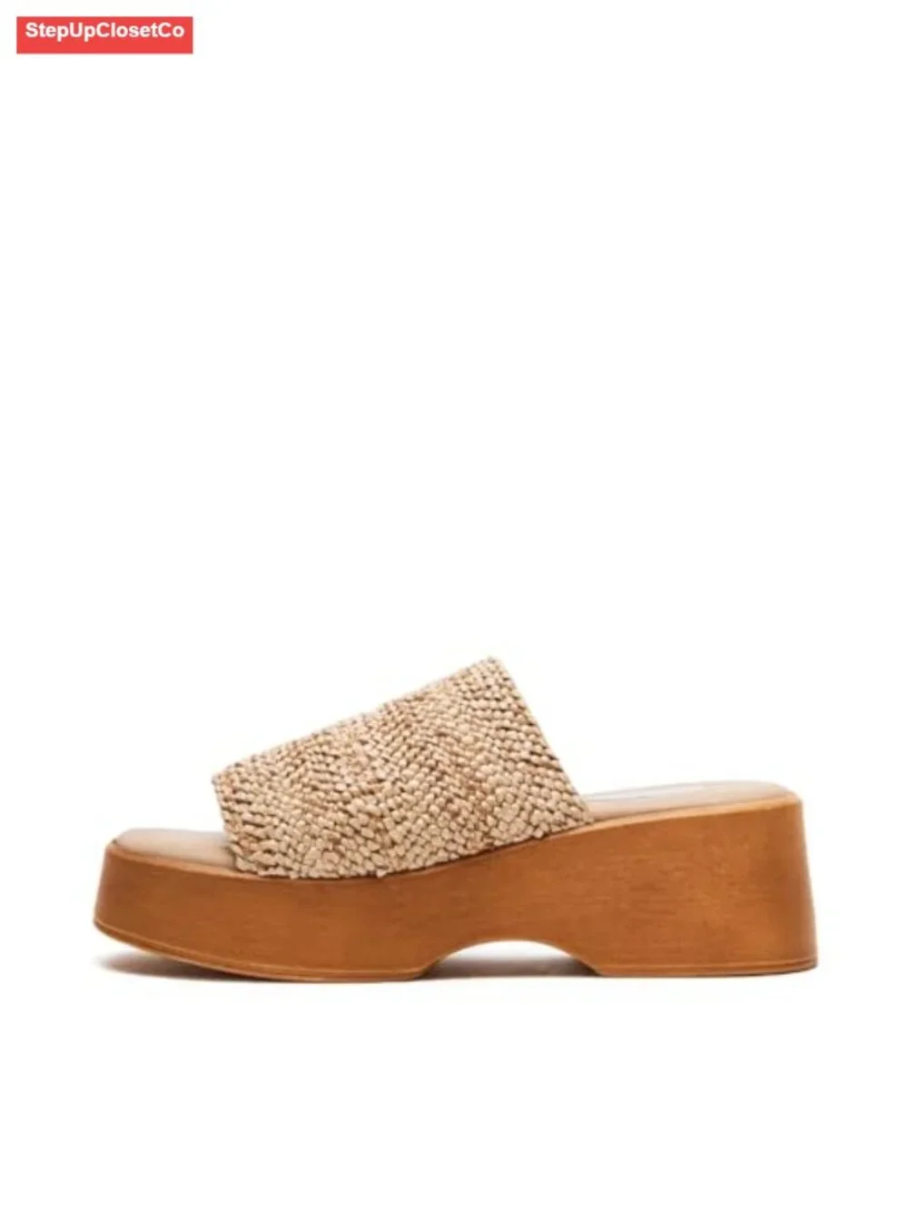 Raffia Platform Wedge Sandals Women Slip On Open Toe Summer Beach